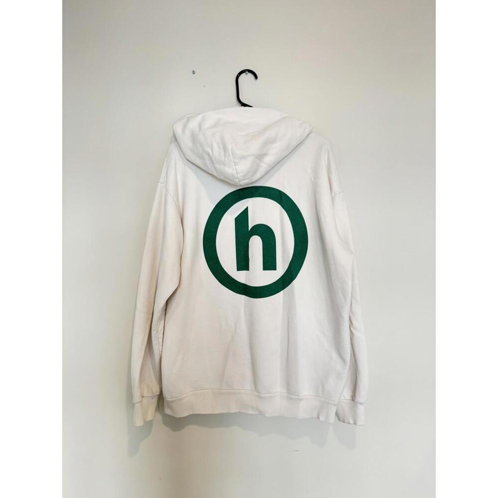 Hidden White Hoodie with Green Logo